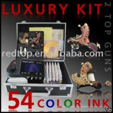 hot sell top grade 2 guns tattoo kit&tattooing kits with 54 color inks,50pcs needles